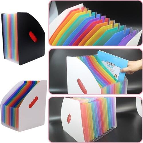 13 Pocket File Storage Organ Bag A4 Rainbow Color File Organizer Office Supplies