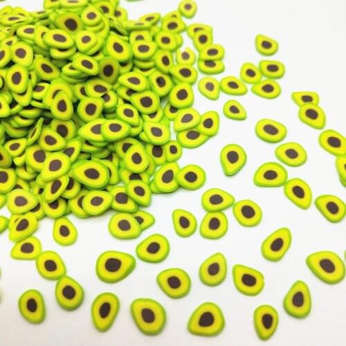 20g/lot Avocado Polymer Clay Slices for DIY Crafts Tiny Cute 5mm plastic Fruit klei Mud Particles
