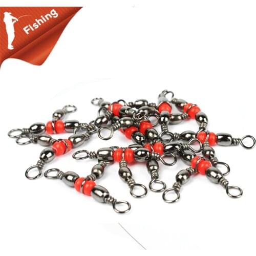 20pcs Rolling Swivel Fishing Connector Bearing Barrel Ring 3 Way Fishhook Lure Line With Beads Fishing Tackle