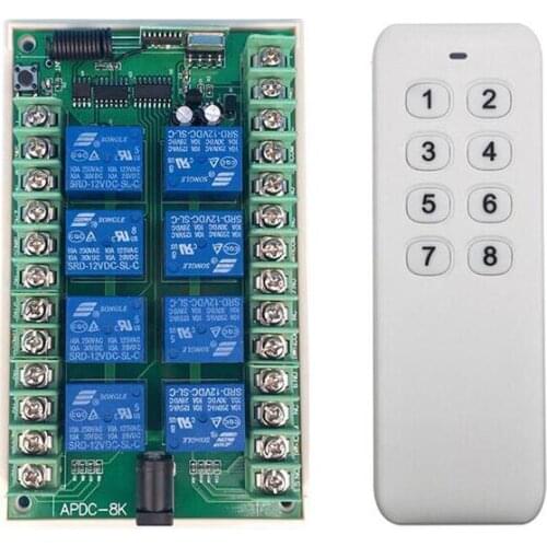 433mhz Universal DC12V 8 channel RF Wireless Remote Control switch system Receiver Transmitter lighting /led/bulbs
