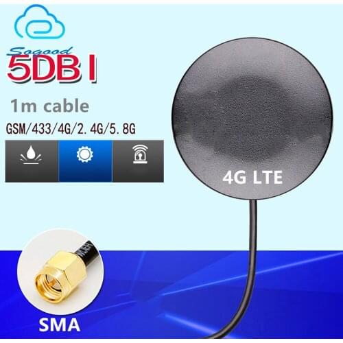 4G/LTE/GSM/2.4G/3G/433MHZ/5.8G Omnidirectional gain 5DBI DTU round cabinet antenna RG174 1m cable waterproof
