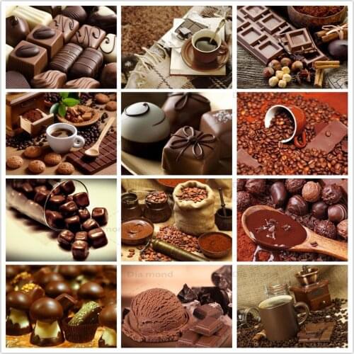 5D DIY Diamond Painting Chocolate Cake Full Square/Round Drill Diamond Mosaic Food Desserts Cross Stitch Nordic Art Decor