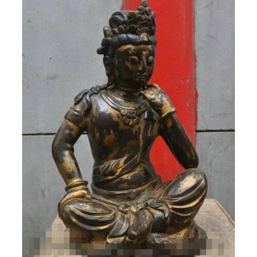 Free Shipping 24" Tibet Bronze Comfortable Buddism godness Guanyin Amitabha Buddha Statue