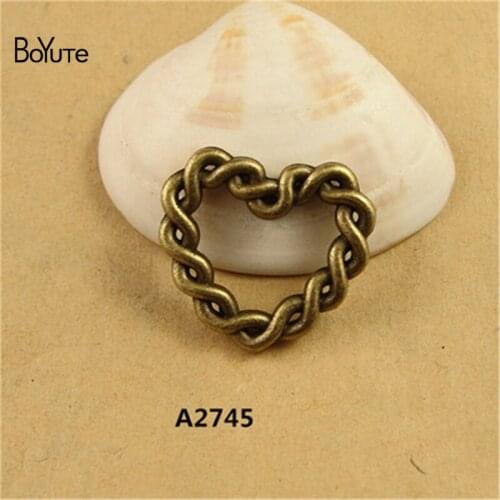 BoYuTe (50 Pieces/Lot) 20*21MM Zinc Alloy Heart Charms Pendant Antique Bronze Plated Metal Pendants for Jewelry Accessories Diy