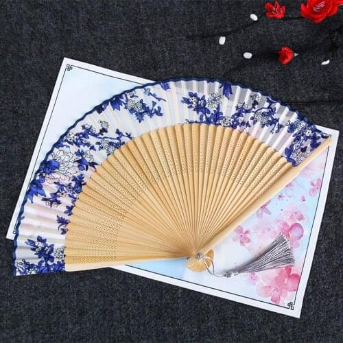 Ancient Style Silk Fan Summer Ladies Folding Craft Hand Fan Performance Props Home Decorate Eventail Mariage Eventail a Main