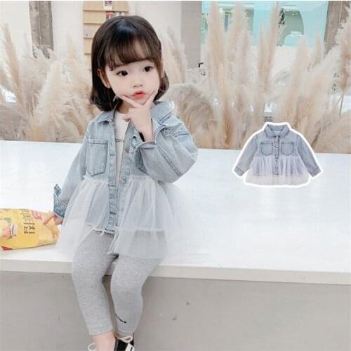 Girls' denim jacket spring and autumn new childrens denim jacket middle and small childrens baby denim jacket