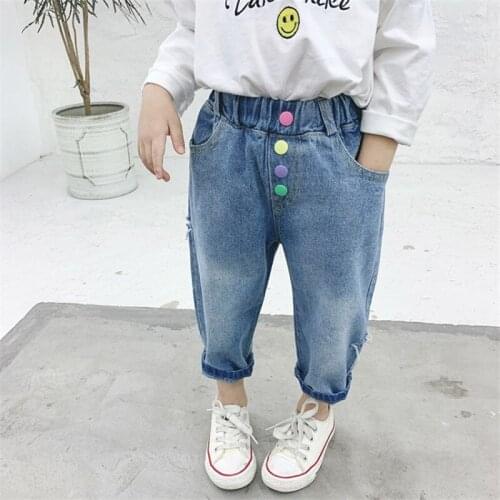 2-7T Jeans For Girls Toddler Kid Baby Boys Clothes Spring Loose Denim Pants Cute Sweet Fashion Streetwear Infant Clothing