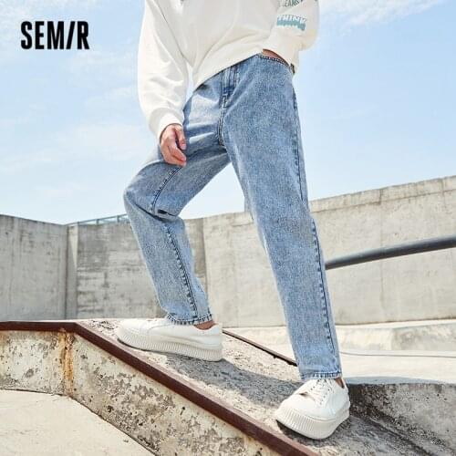 SEMIR Jeans Men 2021 Summer New Korean Version Trendy Tapered Trousers Retro Ins Light Blue Pants