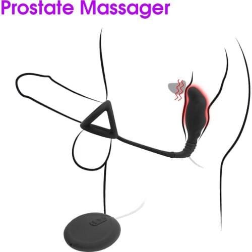 Erotic Prostata Massage 7 Modes Anal Plug Heating Vibrator Ring Cock Silicone Prostate Butt Plug Toy For Adult Sex Toys for Men