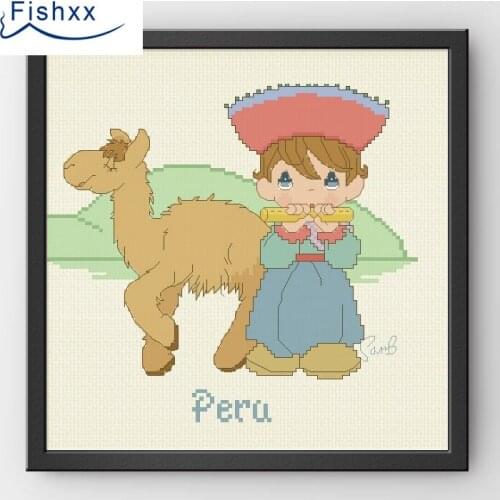 Fishxx Cross Stitch 14CT Kit European style childrens bedroom paintings H209 The boy of the piano