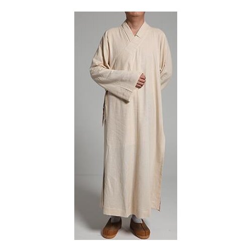 Unisex high-grade linen&cotton shaolin kungfu robe clothing Buddhist monks suits Buddhism gown zen uniforms beige white