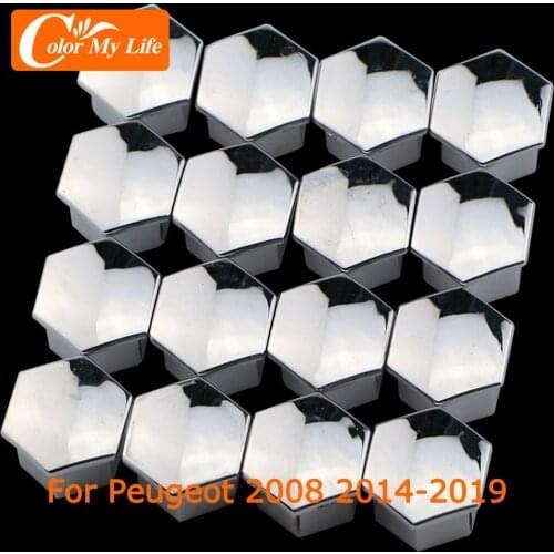 Car Wheel Screw Cap Cover for Peugeot 2008 2014 2015 2016 2017 2018 Accessories ABS Chrome Wheel Screws Covers Sticker
