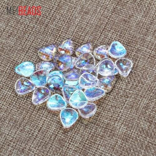 MEIBEADS 12.5*11mm Trendy Glass Fish scale Shape Spacer Glass Pendants For Accessories Fit Bracelet DIY Jewelry Making EY5532