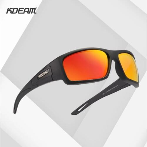 KDEAM Light Weight Sport Sunglasses for Men Poalrized Brand Design Mirror UV400 Lens Safety Protective Sun Glasses With Box