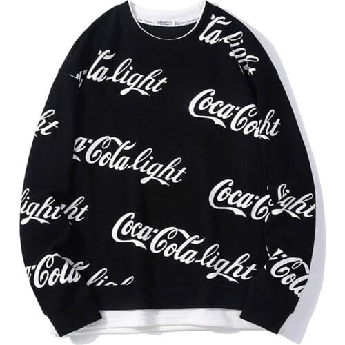 Anyvearon Autumn&Spring Men Sweatshirts Cocacola Letter Print Three Colors Man sweatshirt Casual O-Neck Fake Two Clothing Male