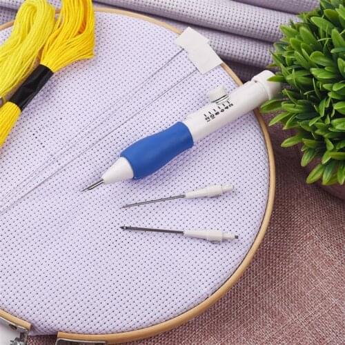 Practical Plastic DIY Crafts Embroidery Pen Set DIY Handmade Embroidery Pen Punch Needle Tools Cross Stitch Sewing Accessories