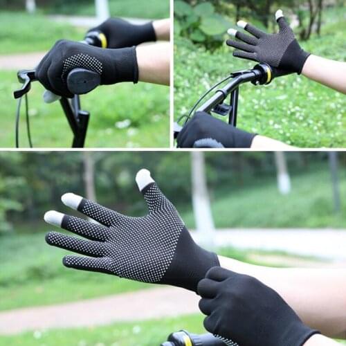 Motorcycle Cycling Anti-Slip Anti-Sweat Men Women Nylon All Finger Gloves Breathable Touch Screen Sports Bicycle Glove