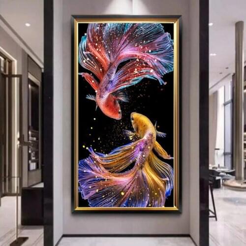 Full Square/Round Animal Koi DIY Diamond Painting Fish Diamond Embroidery Goldfish Cross Stitch Rhinestones Diamond Mosaic Decor