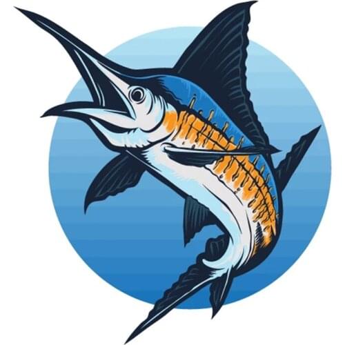 S40563# Self-adhesive Decal Blue Marlin Fish Car Sticker Waterproof Auto Decors on Bumper Rear Window