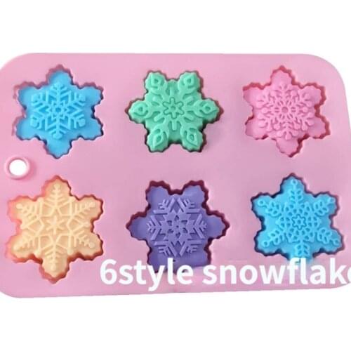 6 Cavities Snowflake Silicone Candle Mold Mousse Cake Mold Candle Soap DIY Mould