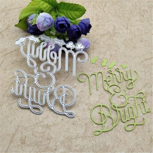 Merry and bright letters Metal Cutting Dies Die cutter Stencil DIY Scrapbook Paper Photo Craft Template Dies