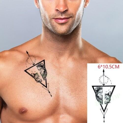 Waterproof Temporary Tattoo Sticker ins Cat lion triangle ferocious mighty cool Body Art flash tatoo fake tatto for Women Men