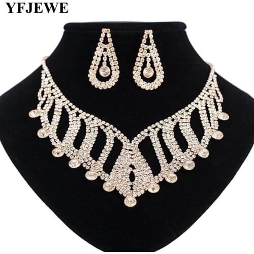YFJEWE Hot Silver color Gold Color Metallic Earrings Statement Cross Jewelry Set for Women Female Party Jewelry Sets N381