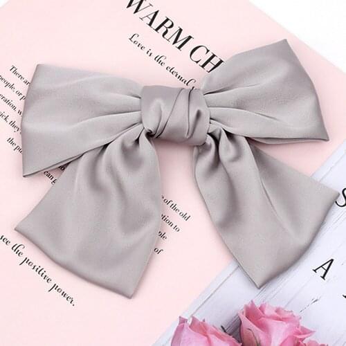 CN Ribbon Hairgrips Large Bow Hairpins For Women Girls Satin Trendy Ladies Hair Clip New Cute Barrette Hair Accessories