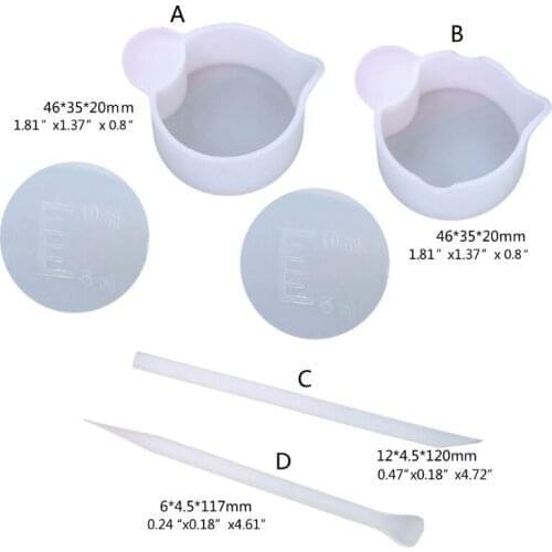 1 Set Silicone Stirrer Sticks Clear Glue Mixing Cups for DIY Resin Casting Jewelry Making Tools Accessories Kit