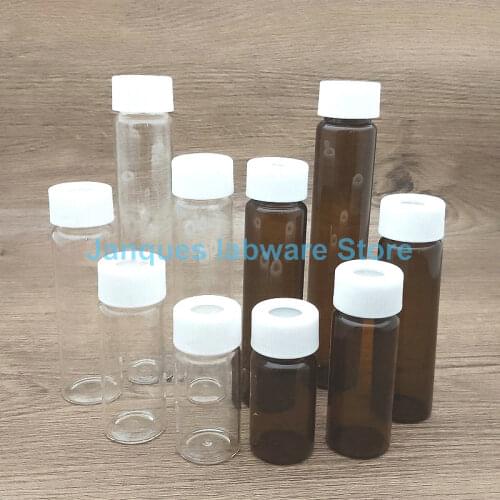 10pcs Borosilicate glass clear/brown sample bottle screw headspace injection bottle for lab experiment Capacity 20/30/40/50/60ml