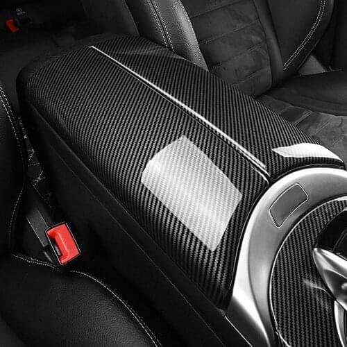 2*Carbon fiber Car Interior Center Armrest Box Console Box Storage Box Trim Cover For Mercedes-Benz C E GLC Class W213 W205 X253