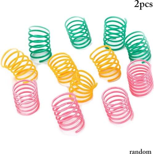 2PCS Random Color Spring Cat Toy Plastic Flexible Funny Cat Interactive Toy Cat Play Toy Cat Funny Favor Toy Training Toys