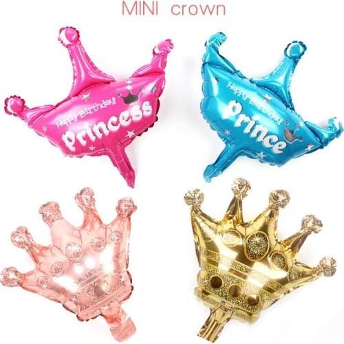 50pcs/lot Mini Rose Gold Pink Blue Crown Balloon Baby Shower Birthday Air Foil Crown Supplies Wedding Decoration Wholesale