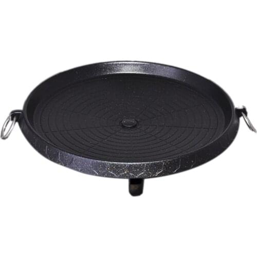 Korean Type Smokeless Nonstick Medical Stone Party Stovetop Grill Roaster for Indoor and Outdoor Black