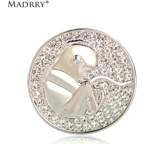 Madrry Coin Baby Shape Brooches Souvenir Full Crystal Brooches Dress Suit Accessories Pregnant Women Men Lapel Hijab Pins