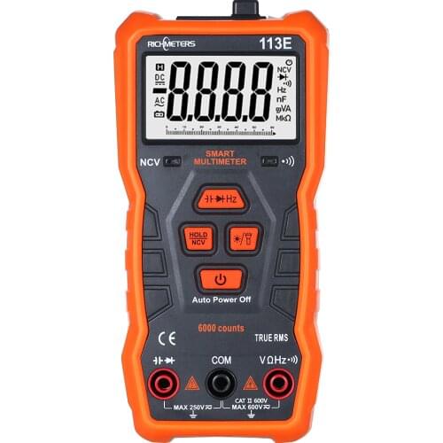 RICHMETERS RM113E NCV Digital Multimeter 6000 Counts Auto Ranging AC/DC Voltage Temperature Measuring Meter VS RM113A RM113D