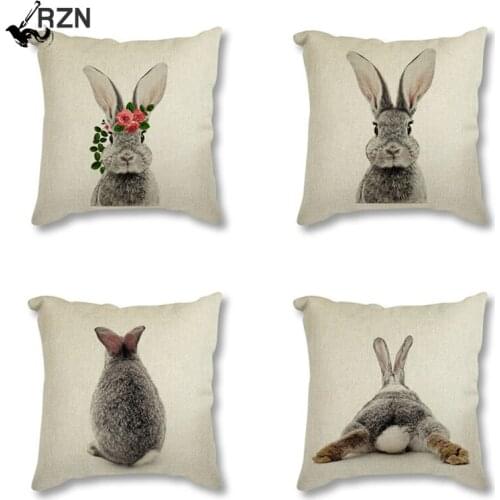 Animal Rabbit Deer Flower Crown Nursery Printed Decorative Cushion Cover Pillow Case Nordic Cushion Cover Sofa Car Decoration