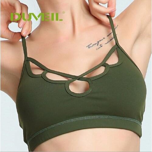 Double Colored Hollowed Collar Yoga Bra Y Shoulder Strap Bra Parachute shockproof Yoga Fitness Wireless Underwear Brassiere