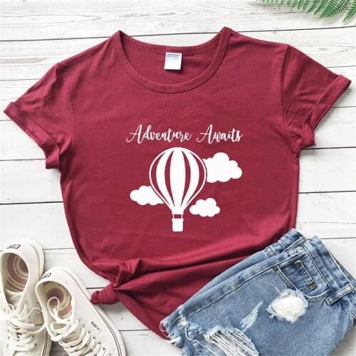 Hot Air Balloon T-shirt Funny Unisex Travel Tshirt Summer Women Graphic Tee Shirt Top TX5429