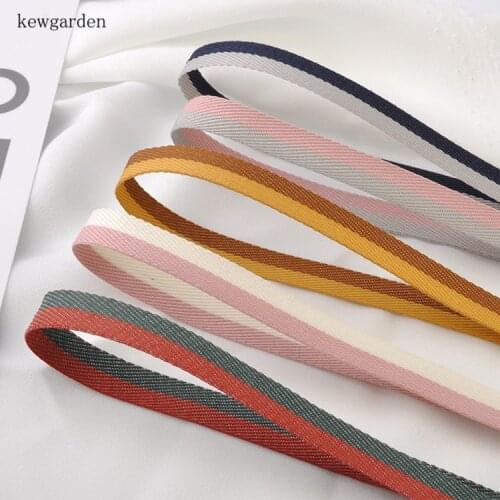 Kewgarden Packing Riband 10mm 1cm Twill Stripe Cotton Ribbons Handmade Tape DIY Hair Bow Satin Ribbon Garment Accessories 10Yard