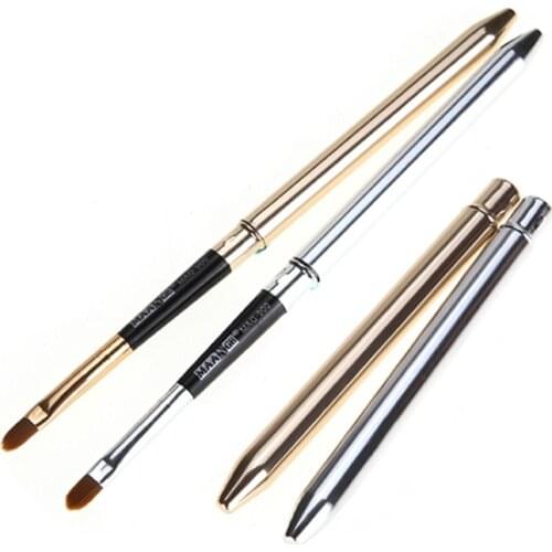 Monja Gold Silver Collapsible Lips Makeup Brush Pen Metal Handle Lipgloss Lipstick Lip Gloss Brush With Protect Cap Beauty Tools