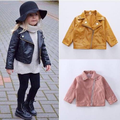Fashion Baby Girls Leather Jackets PU Short Coat for Girl Outerwear Cloth infant baby jacket High Quality Spring Newborn Coats
