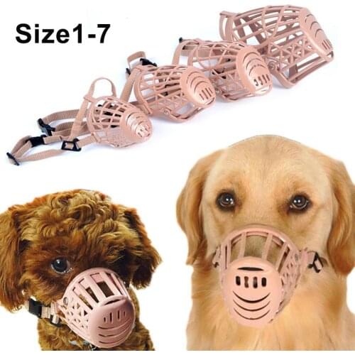 50%HOTPlastic Adjustable Pet Dogs Cats Muzzle Basket Design Anti Biting Mouth MaskS1