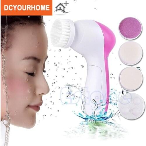 5-1 Multifunction Electric Face Facial Cleansing Cleanser Brush Massager New D_L