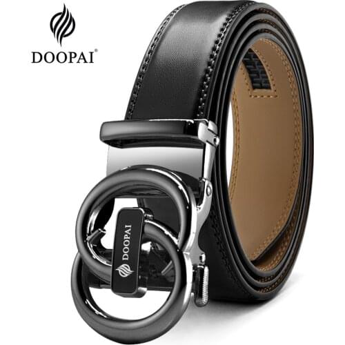 DOOPAI buisness Genuine Leather Belts for Men Luxury Automatic Buckle Jeans Strap Adjustable Ratchet Man Belts Waistband Ремни