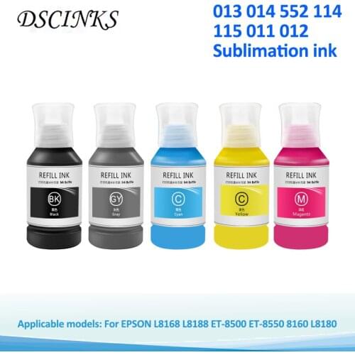For 013 014 552 114 115 011 012 GY Sublimation Ink A Set 135ml For EPSON L8168 L8188 ET-8500 ET-8550 L8160 L8180 Printer