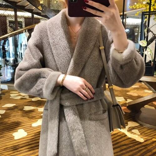 Super Quality Alpaca Fur Coat Vintage Elegant Warm Female Jacket Mink Fur Sleeves Coats and Jackets Women 2020 Casaco Zjt1338