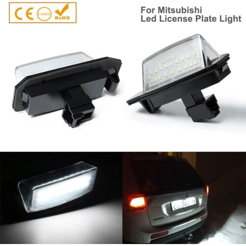 2Pcs No Error LED Number License Plate Lights Lamps Car Accessories For Mitsubishi Eclipse Cross Outlander XL Lancer 8 Sportback