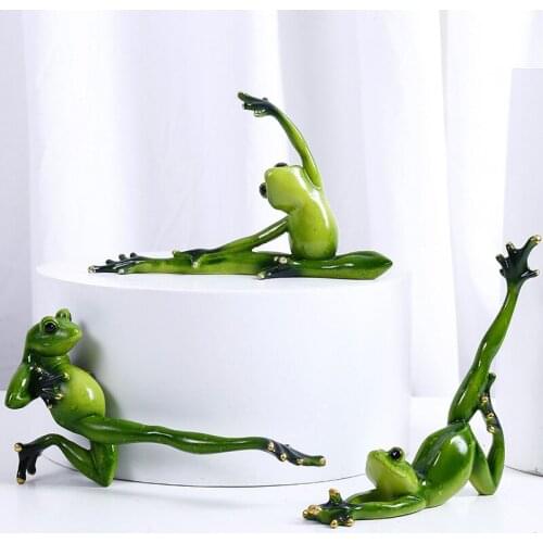 Resin Yoga Frog Figurines Garden Crafts Decoration Porch Store Animal Ornaments Room Interior Home Decor Accessories
