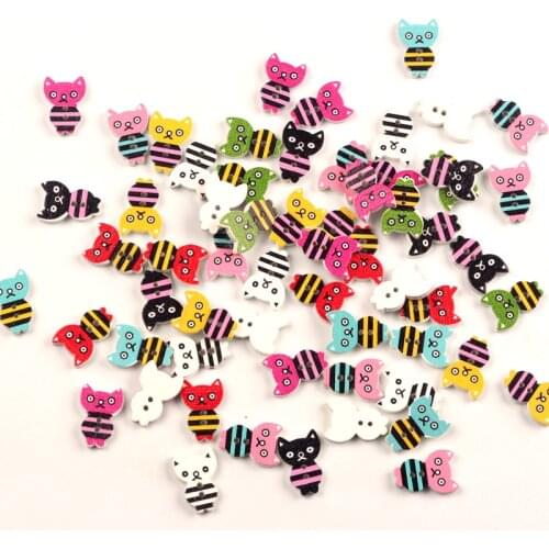 50pcs Mixed Owl Wooden 2 Holes Buttons For Clothing Needlework Scrapbooking Wood Botones Decorative Crafts Diy Accessories